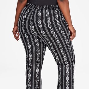 NWT ASHLEY STEWART black & white stripe linen pant